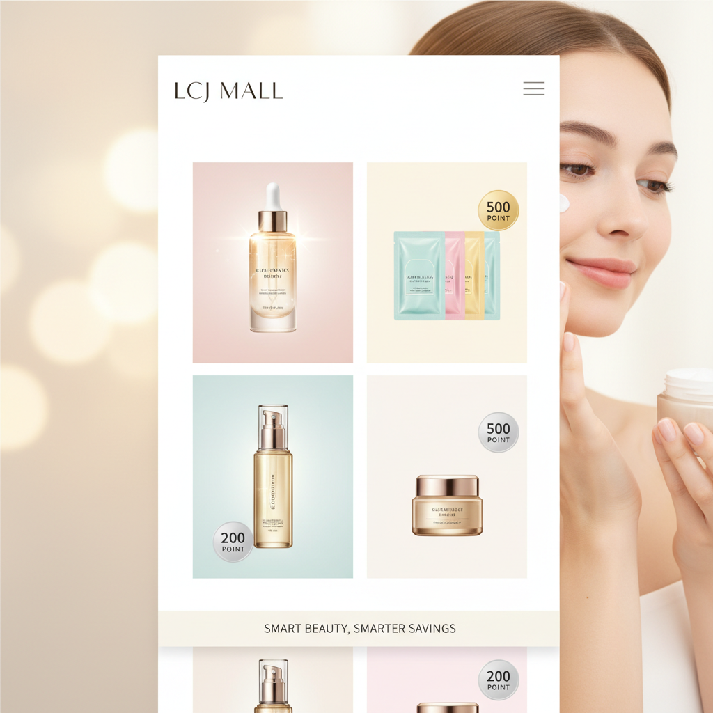 LCJ MALLのウェブサイトで美容製品を賢く購入しポイントを獲得するイメージ