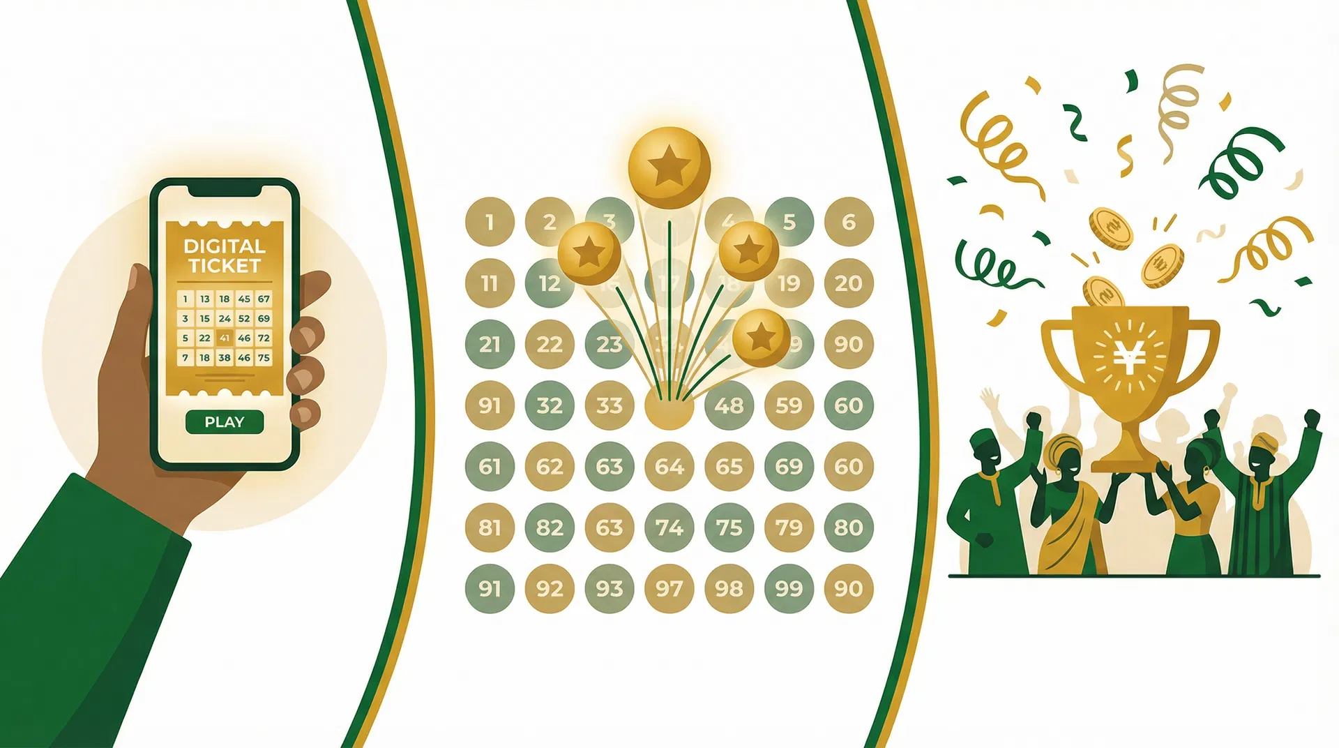 How to play illustration showing the 3 steps