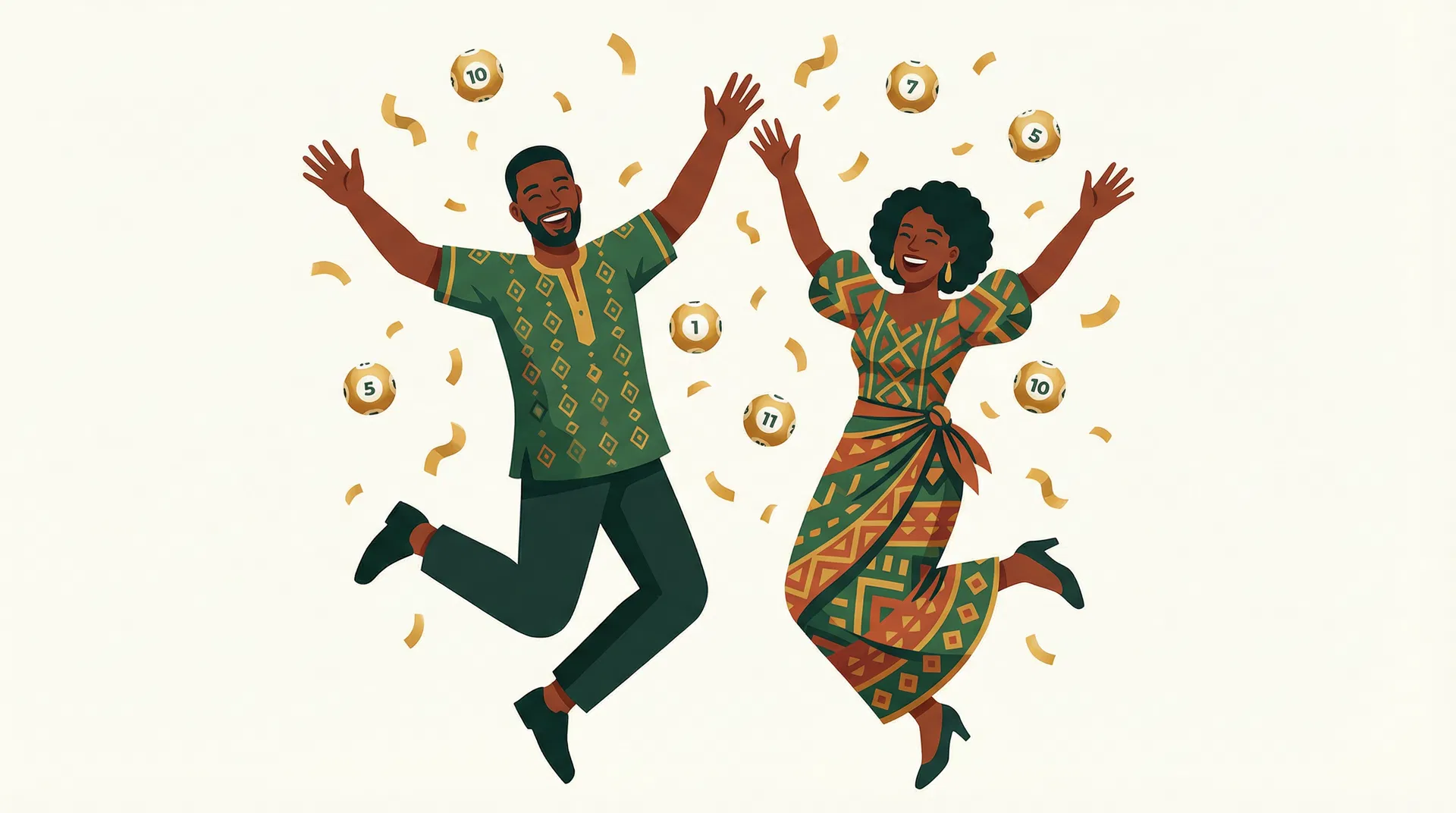 Happy lottery winners celebrating