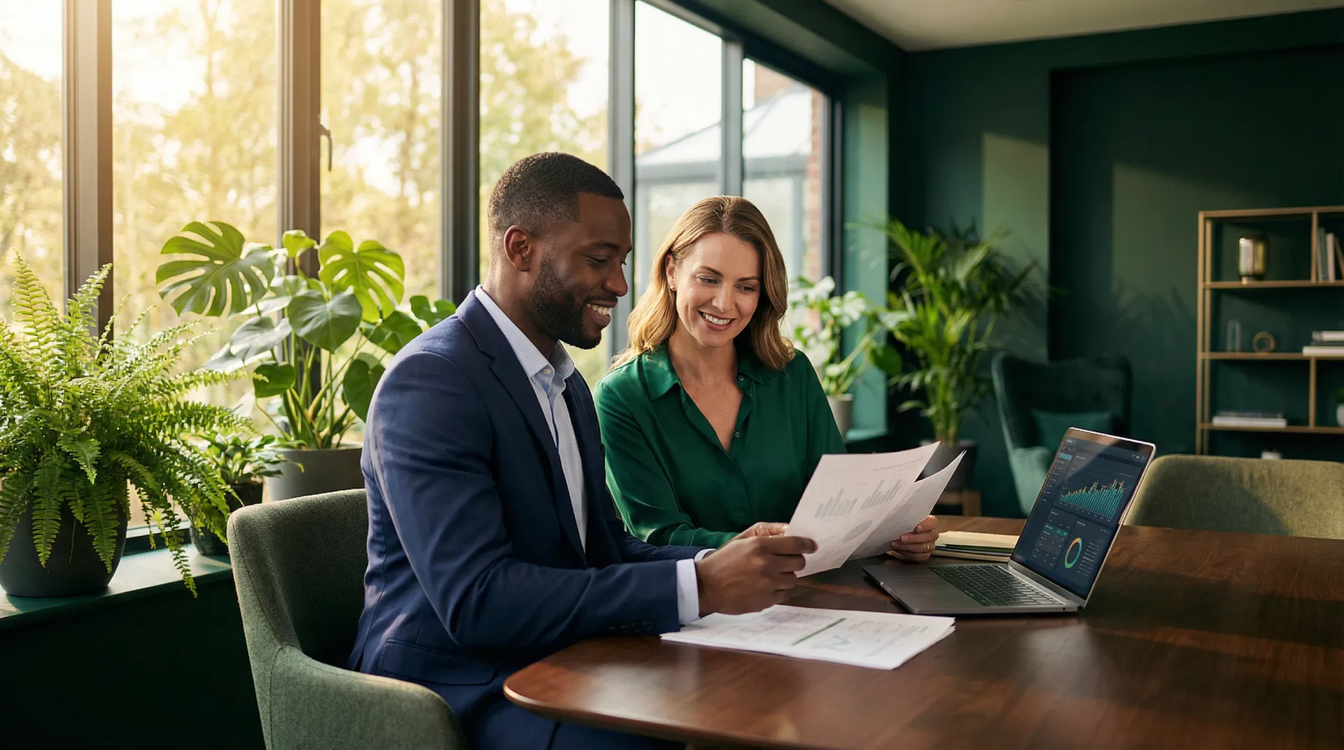 Financial advisors reviewing investment portfolio