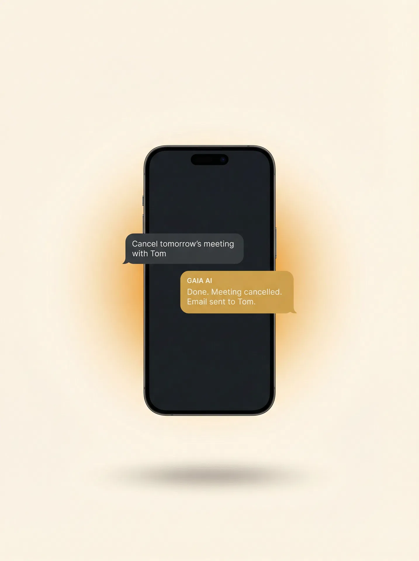 GAIA AI assistant WhatsApp conversation mockup