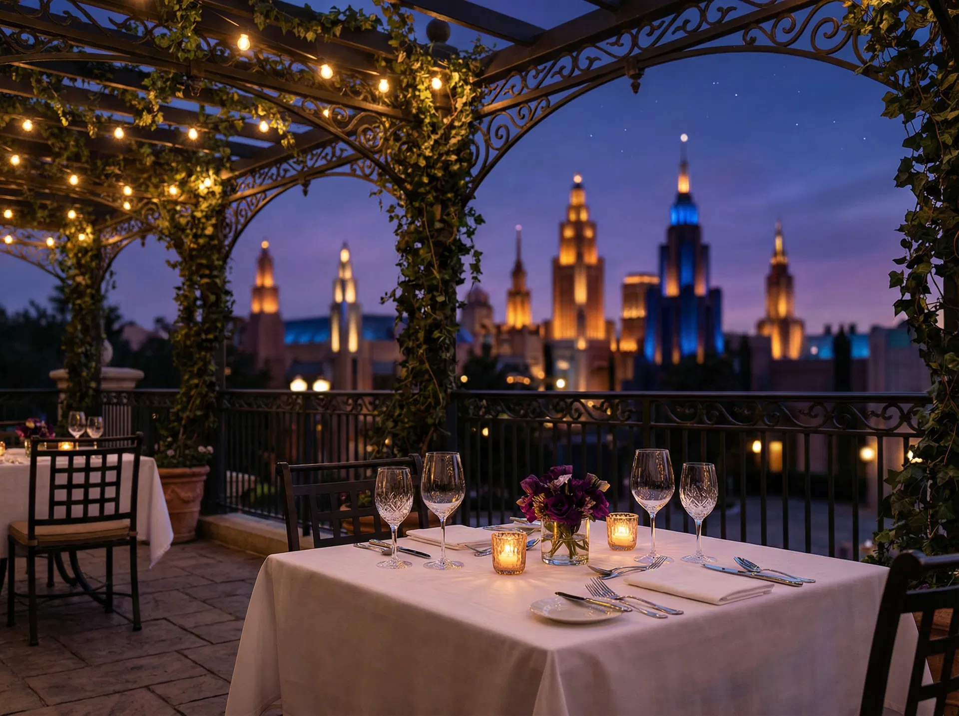 Luxury dining with park views