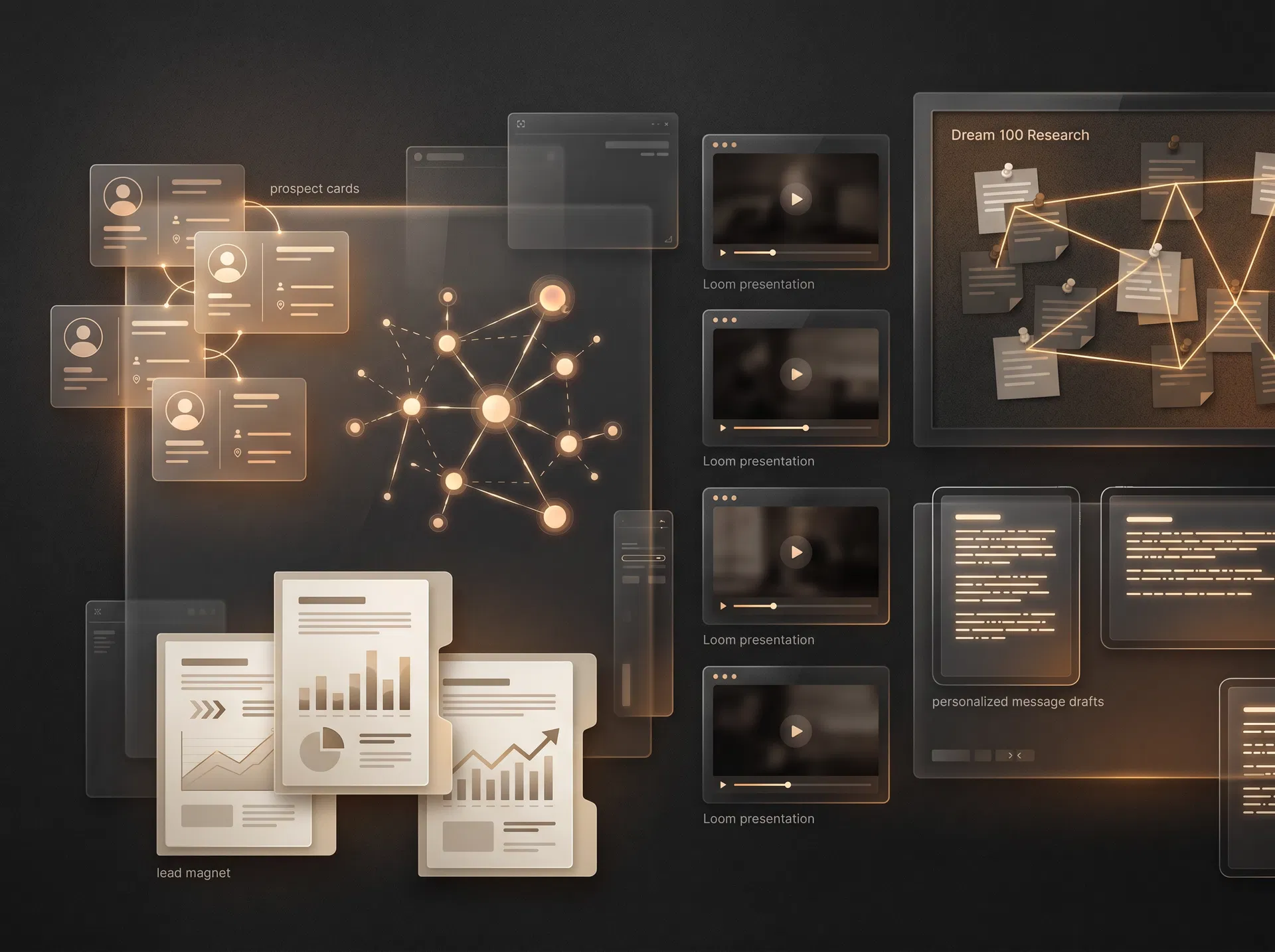 Strategic outreach planning board for Dream 100 prospecting and AI workflows