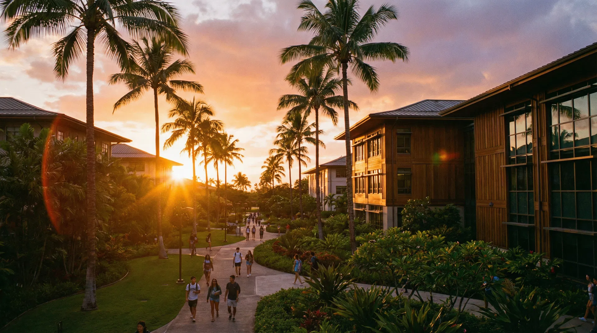 BYU Hawaii campus at sunset