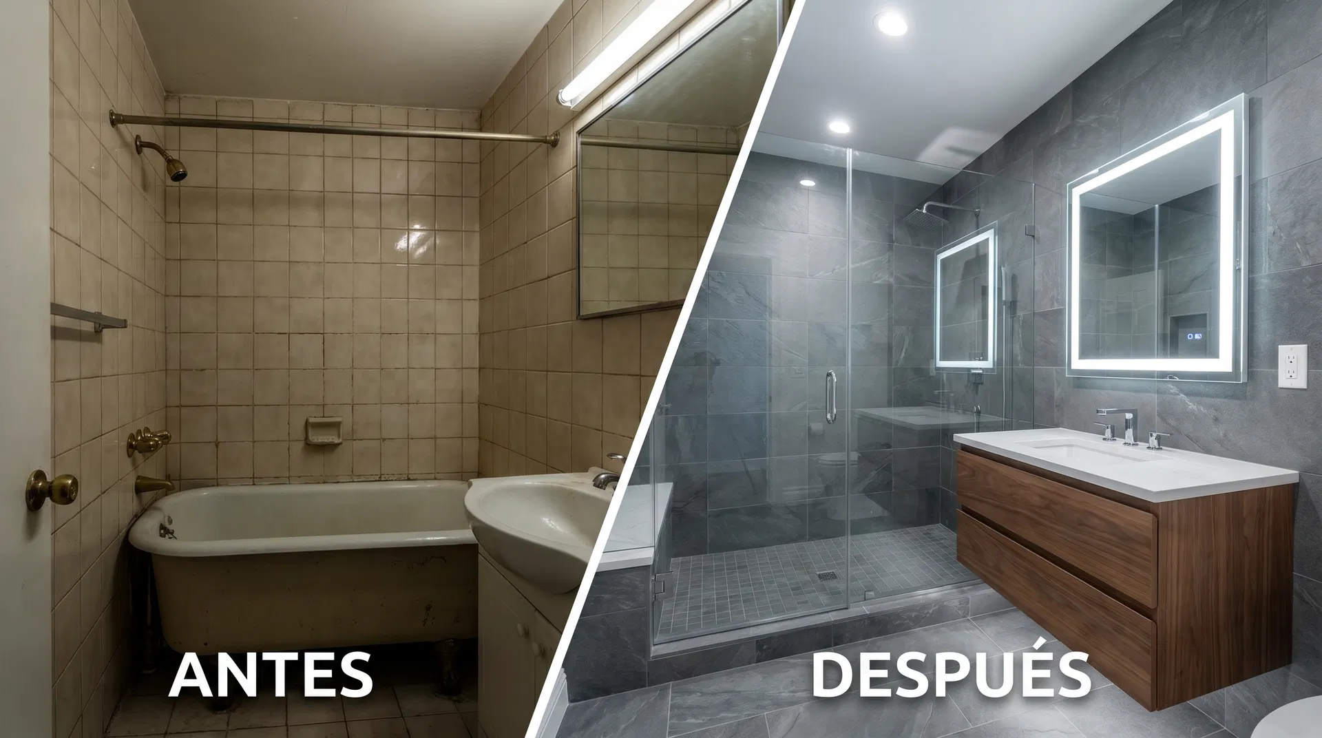 Antes y después de reforma de baño