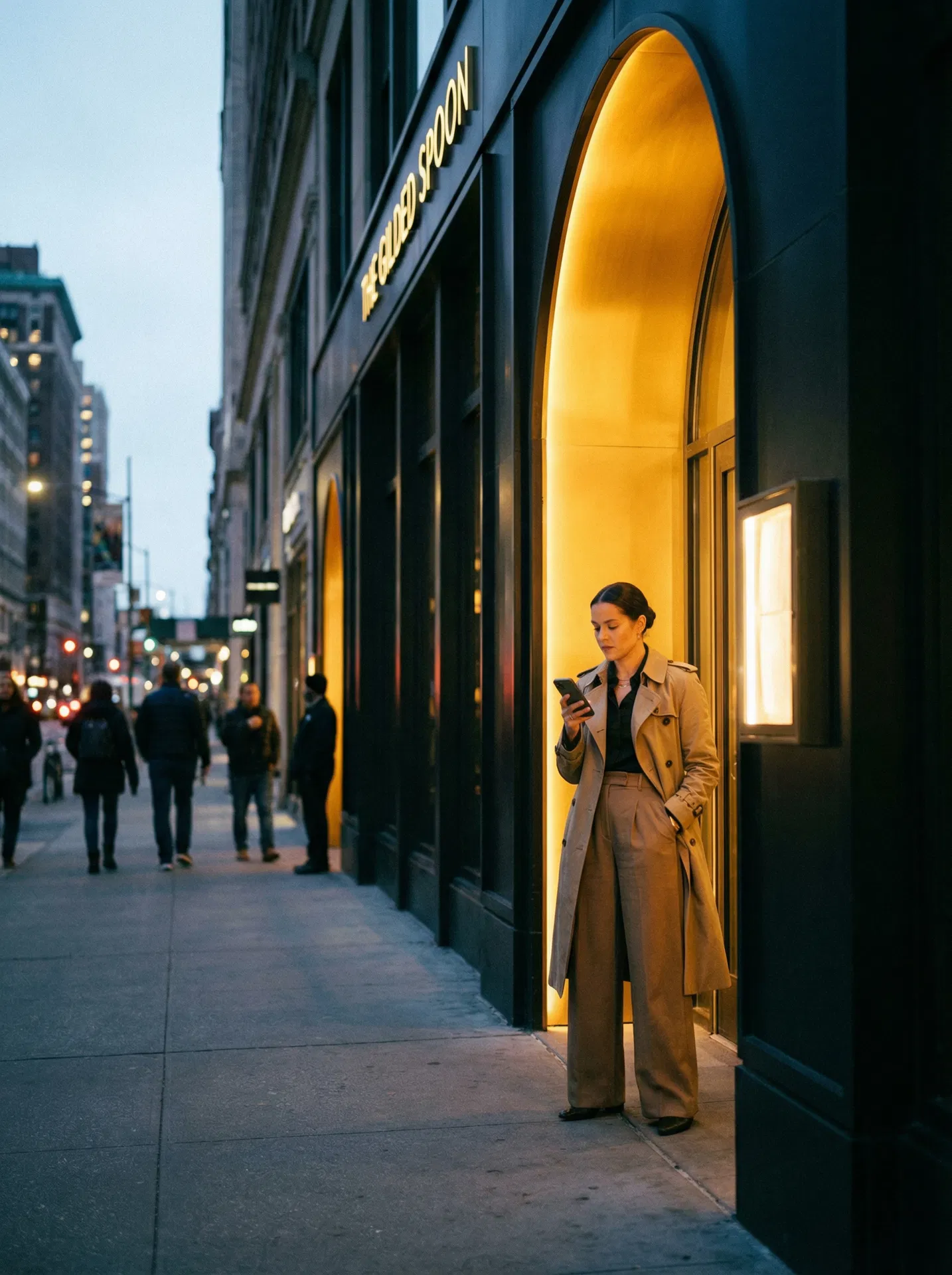 Person at restaurant entrance using bitewise