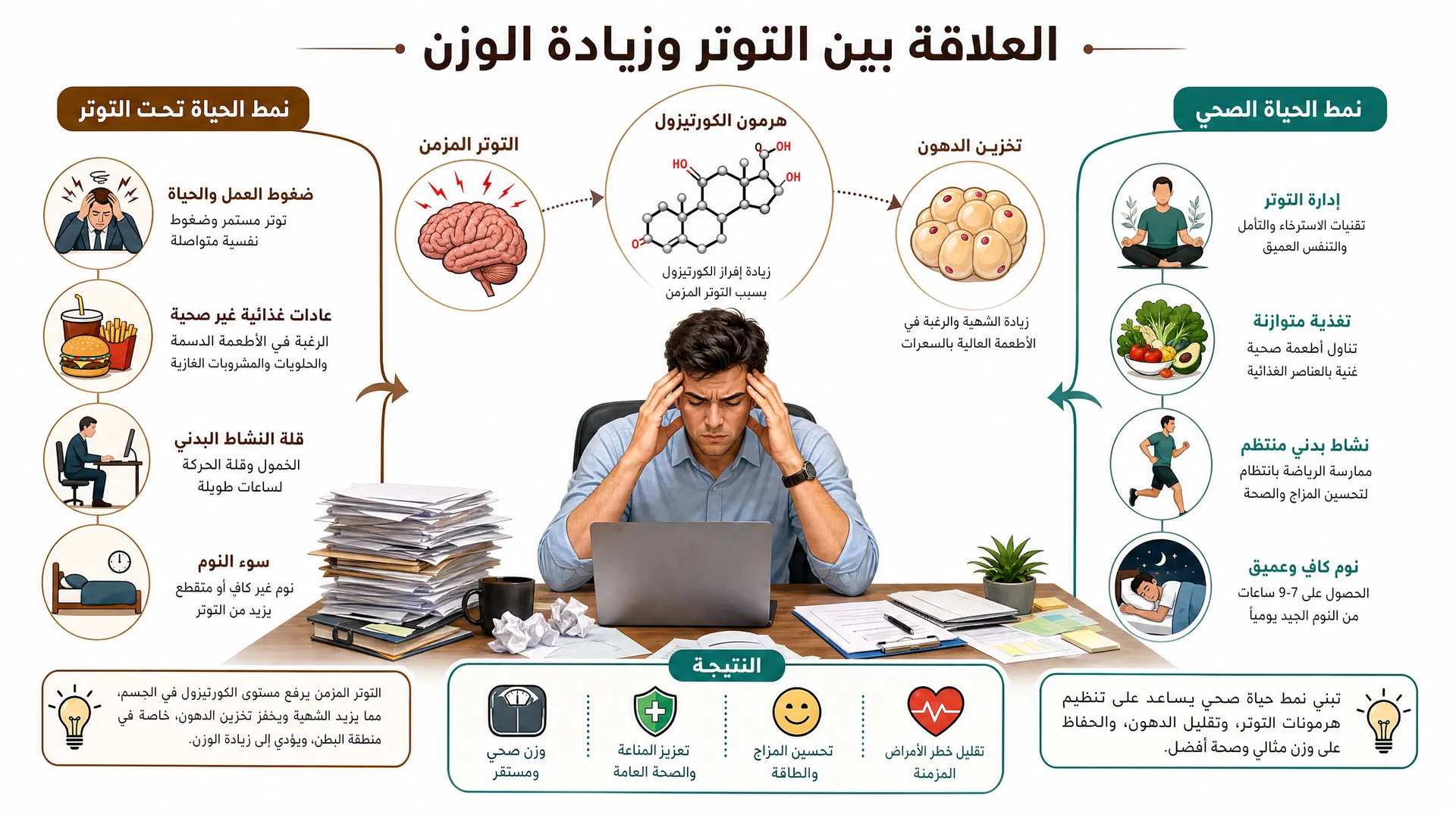العلاقة بين التوتر وزيادة الوزن