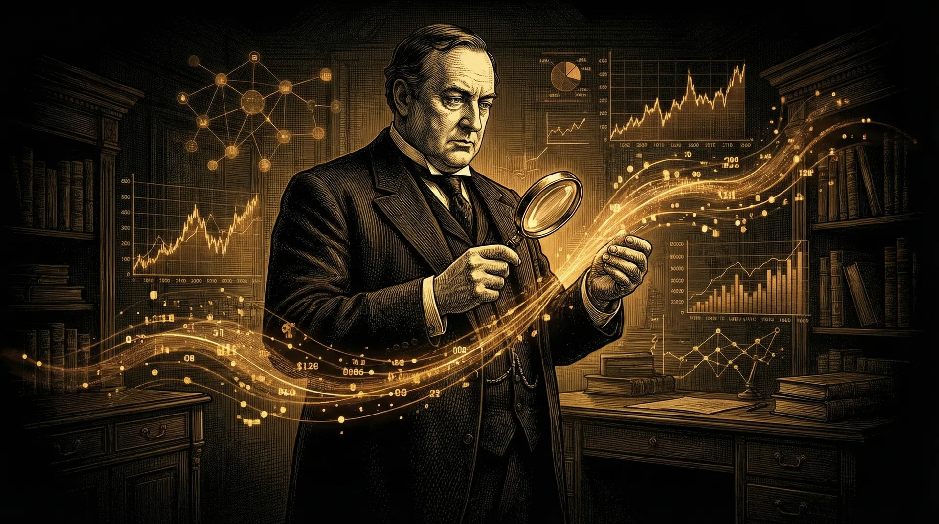 Mycroft Holmes analyzing financial data