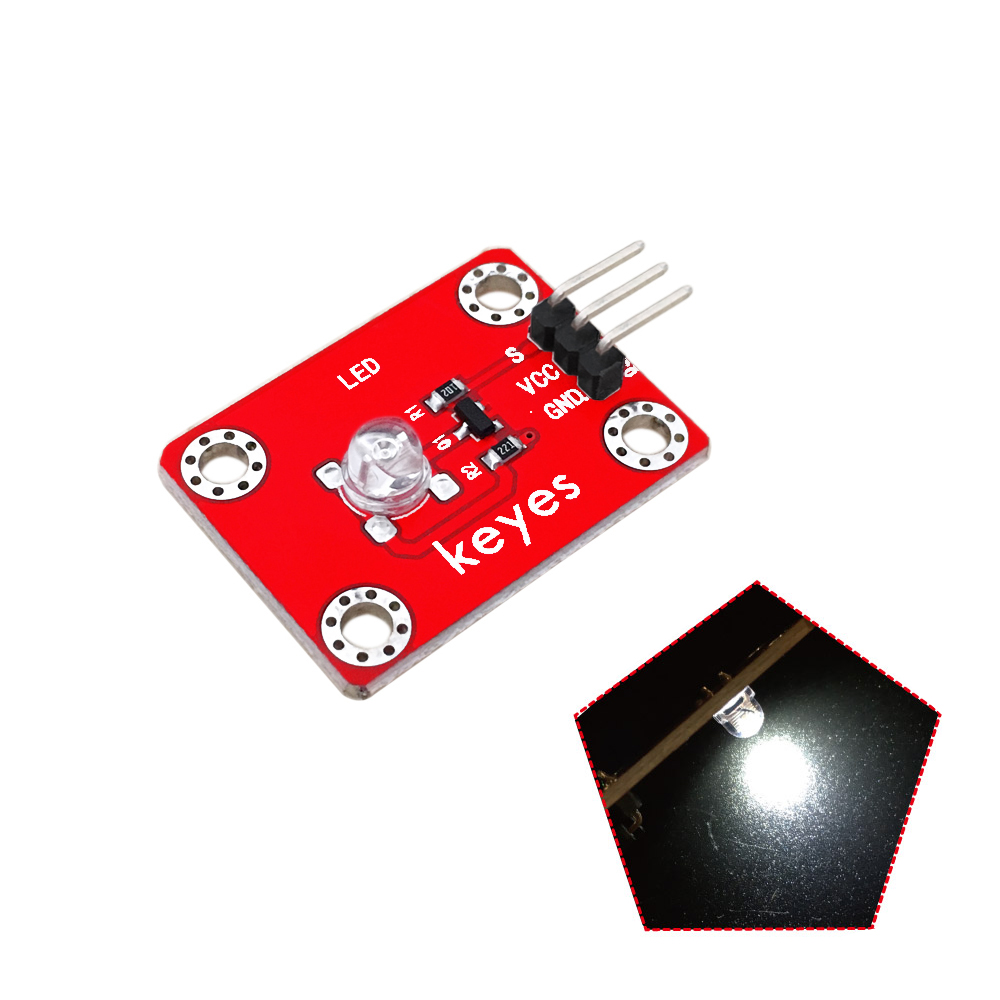 keyes 草帽LED白发白模块(焊盘孔) 红色 环保