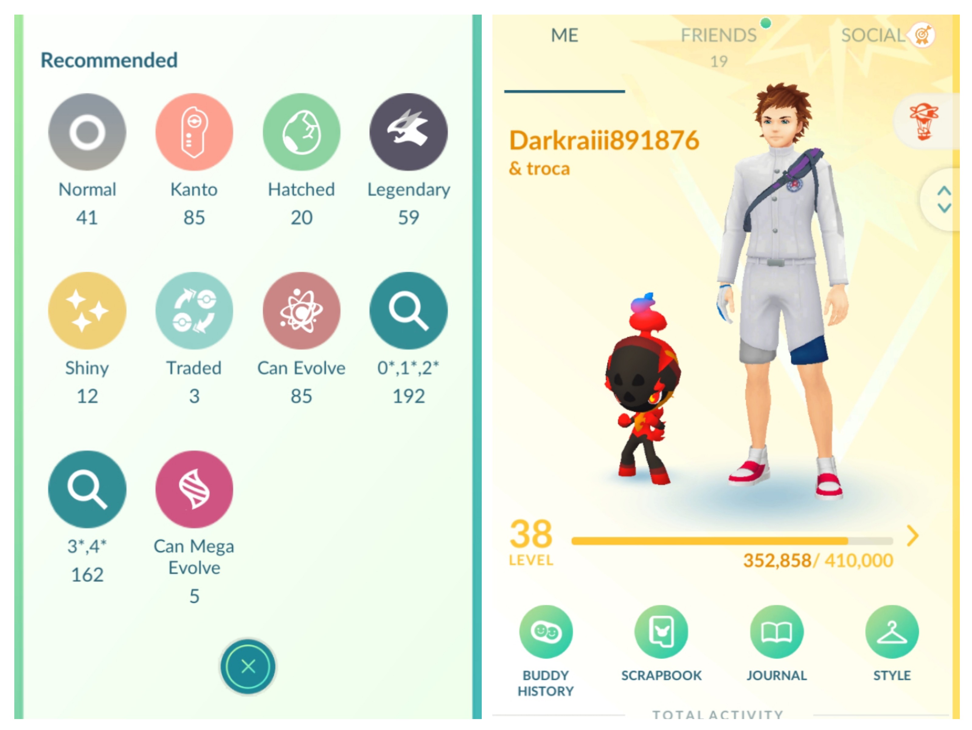 Conta level 38 com zapdos de gala, kyogre brilhante Rayquaza brilhante e muito mais...