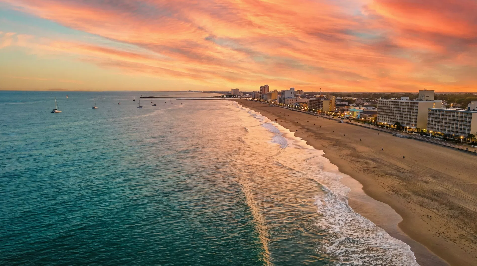 Hampton Roads waterfront aerial view