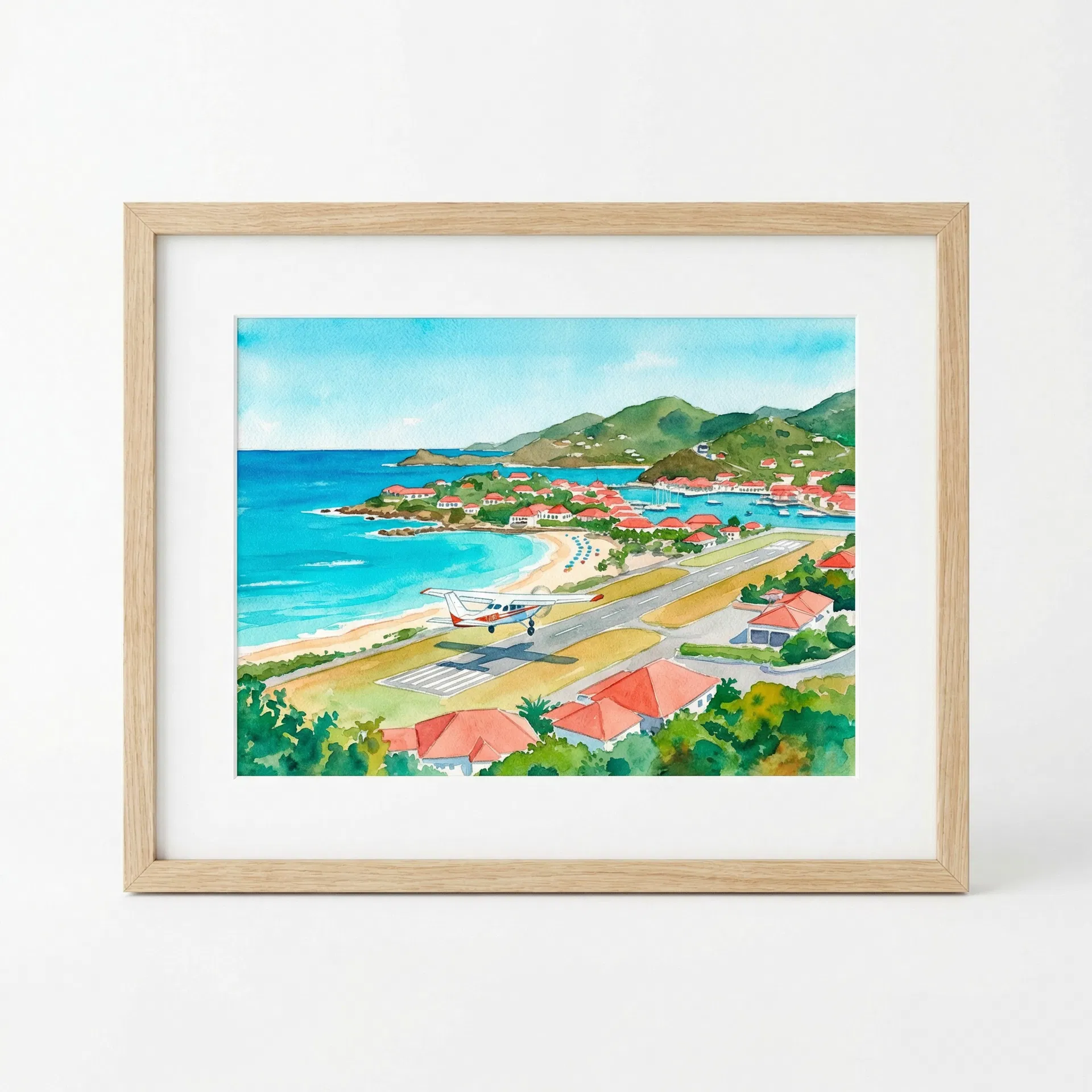 St. Barths Landing — Watercolor Print