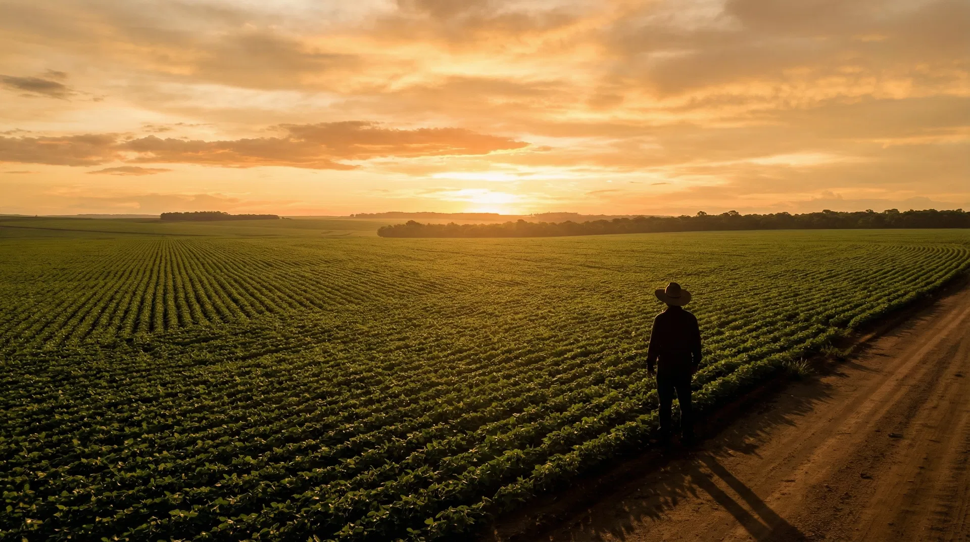 Plantação ao pôr do sol