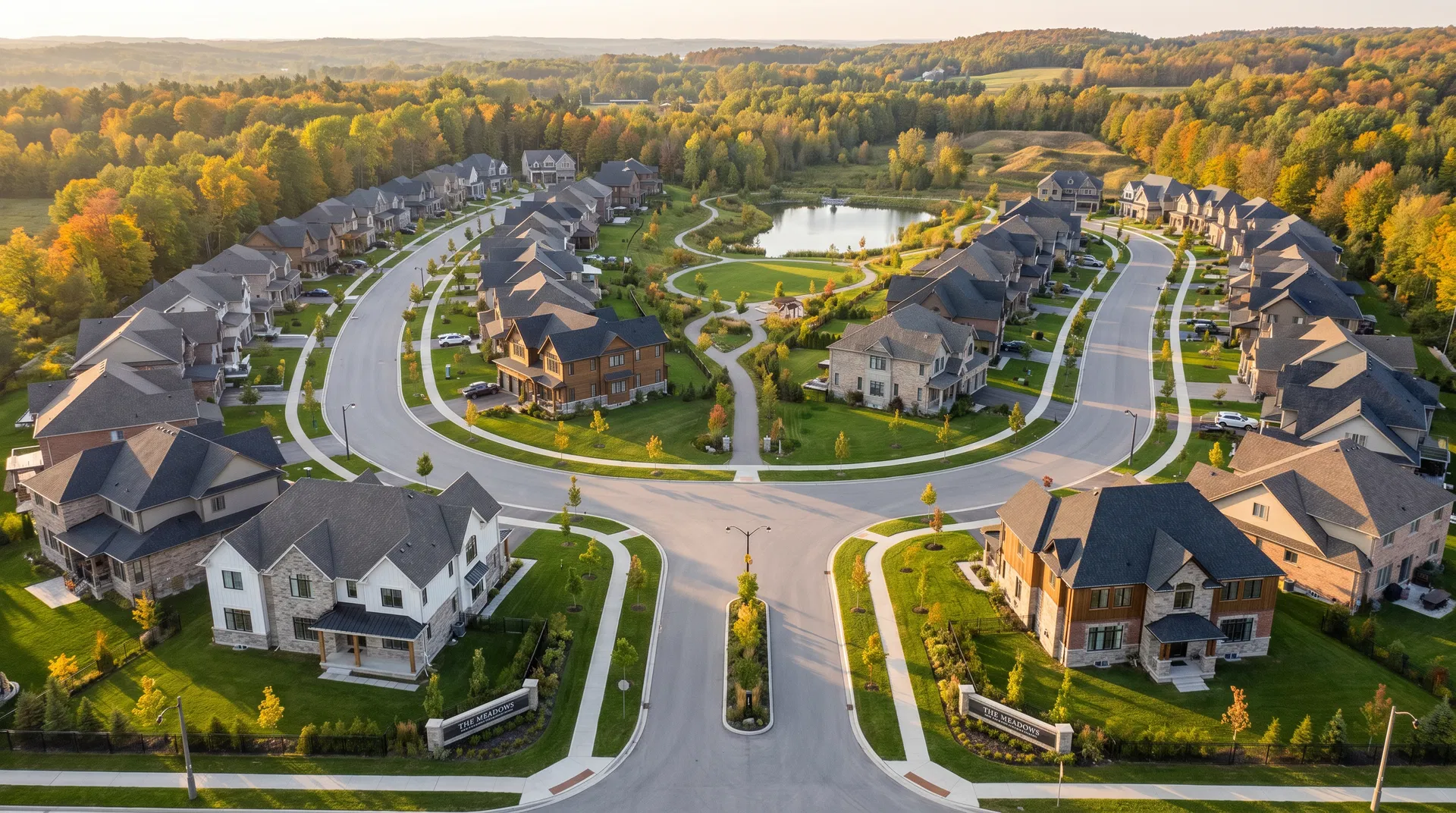 Neighborhood of modern rental homes in Canada