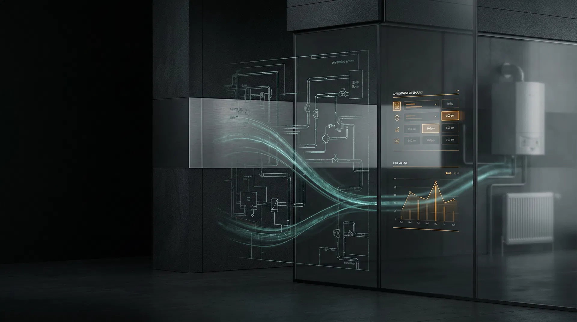 Abstract premium plumbing operations image for AnswerFlow