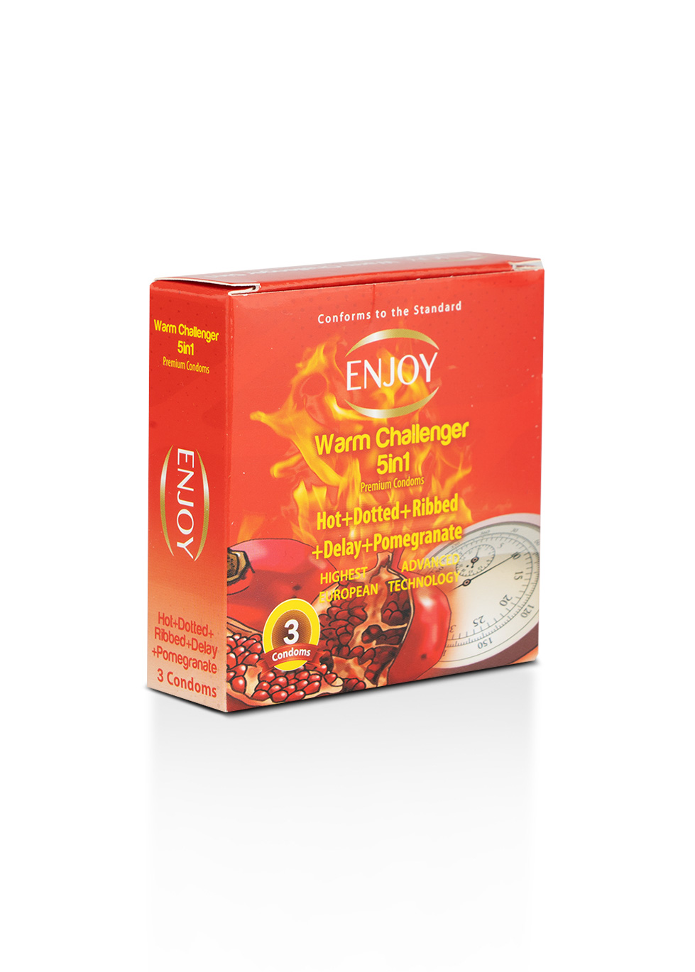 Enjoy Warm Challenger Pomegrante Premium Condoms 3 pcs
