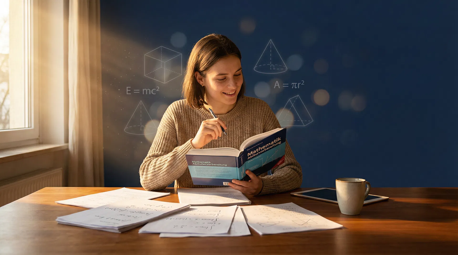 Schülerin lernt Mathe für die Abschlussprüfung