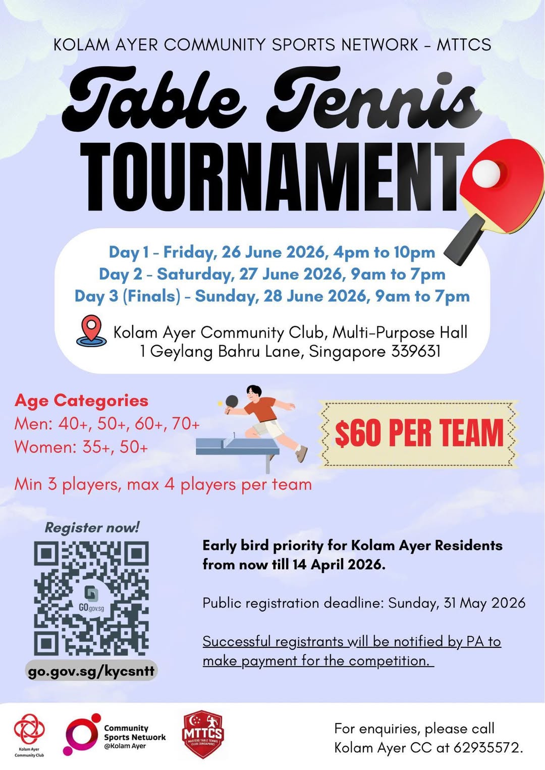 Kolam Ayer CSN - MTTCS Table Tennis Veteran Team Competition