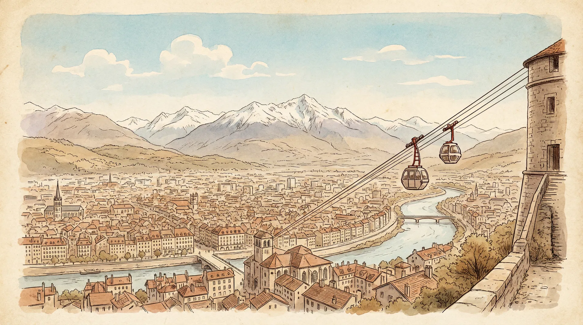Vue panoramique de Grenoble depuis la Bastille — agent immobilier Grenoble