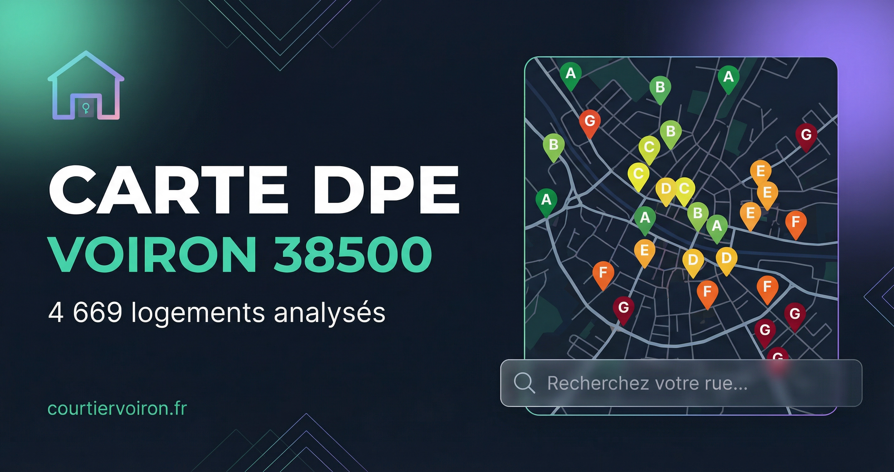 Carte DPE de Voiron — Diagnostics énergétiques de 4669 logements