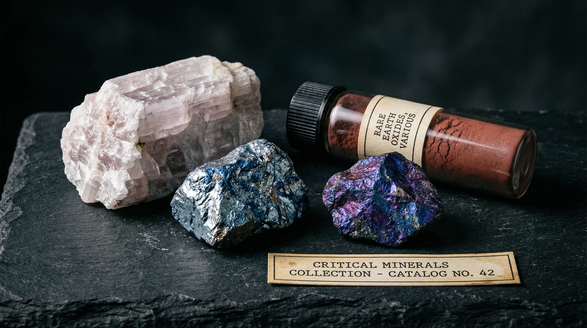Muestras de minerales críticos
