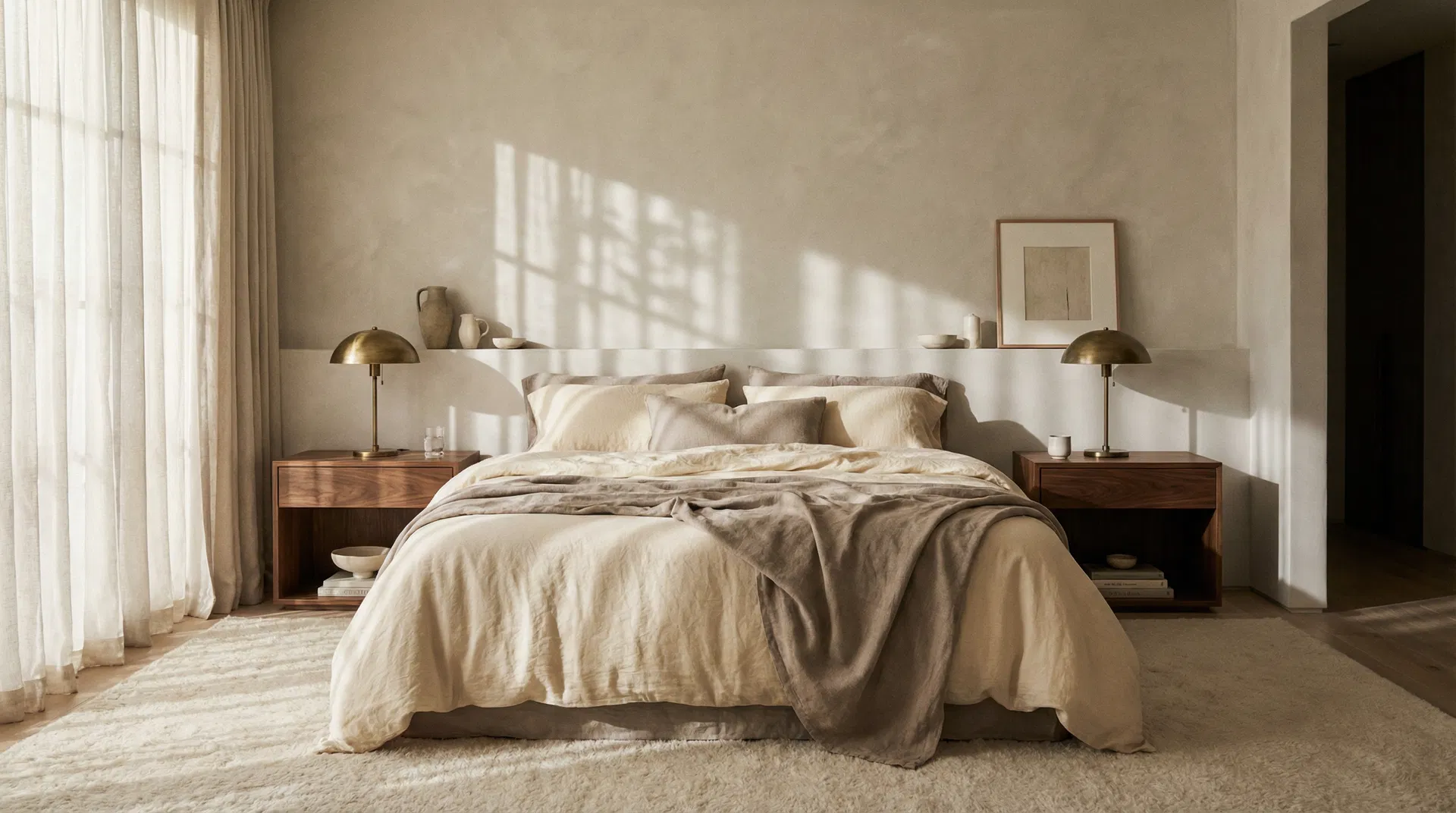 Beautifully designed bedroom with premium furnishings