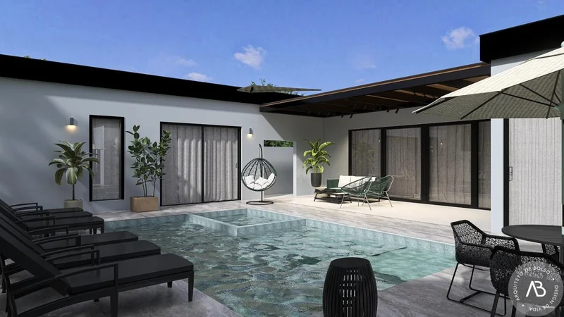 Area Externa Piscina Espreguicadeiras Moderna