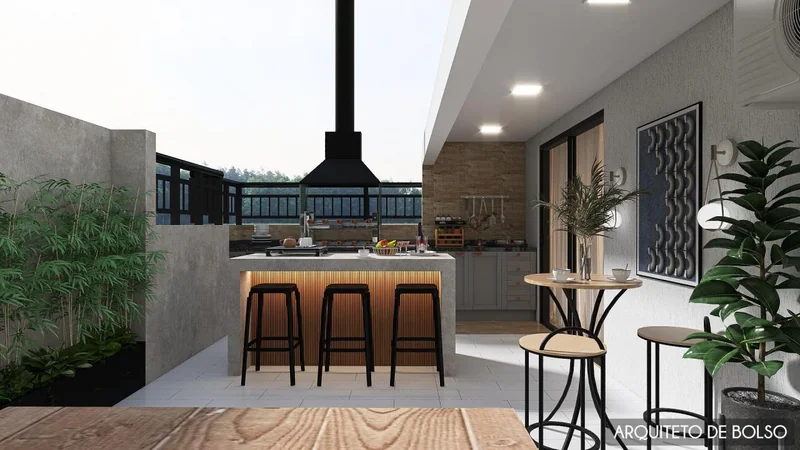 Area Gourmet Churrasqueira Balcao Ripado