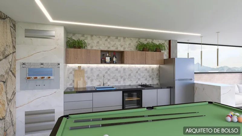 Area Gourmet Churrasqueira Mesa Bilhar