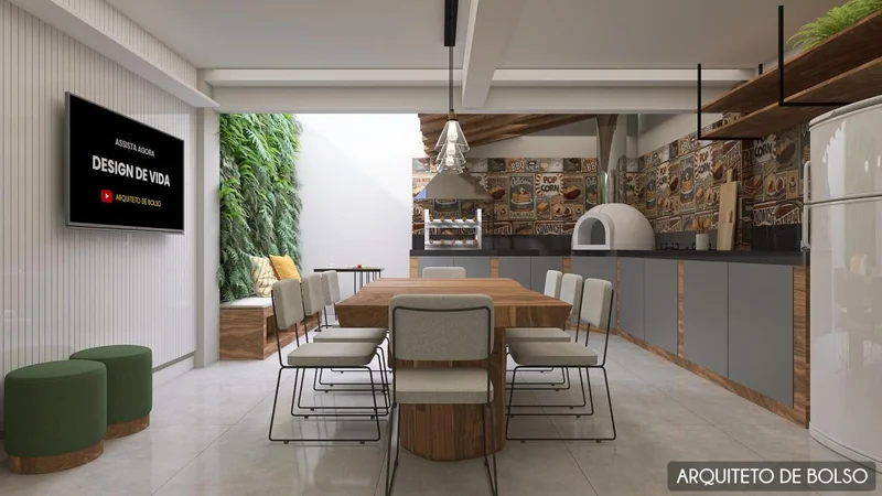 Area Gourmet Parede Verde Forno Pizza