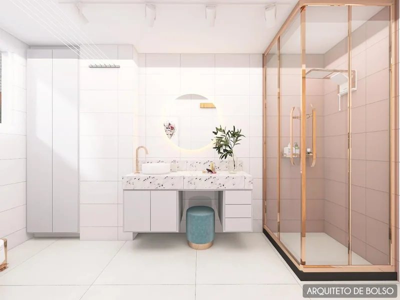 Banheiro Moderno Box Rose Cuba Apoio