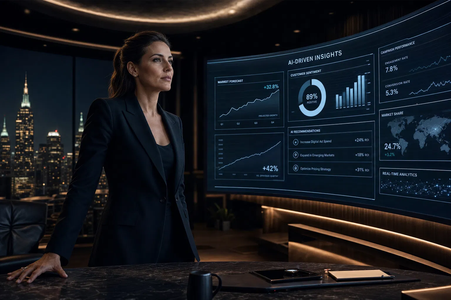 Executive team reviewing AI search analytics strategy