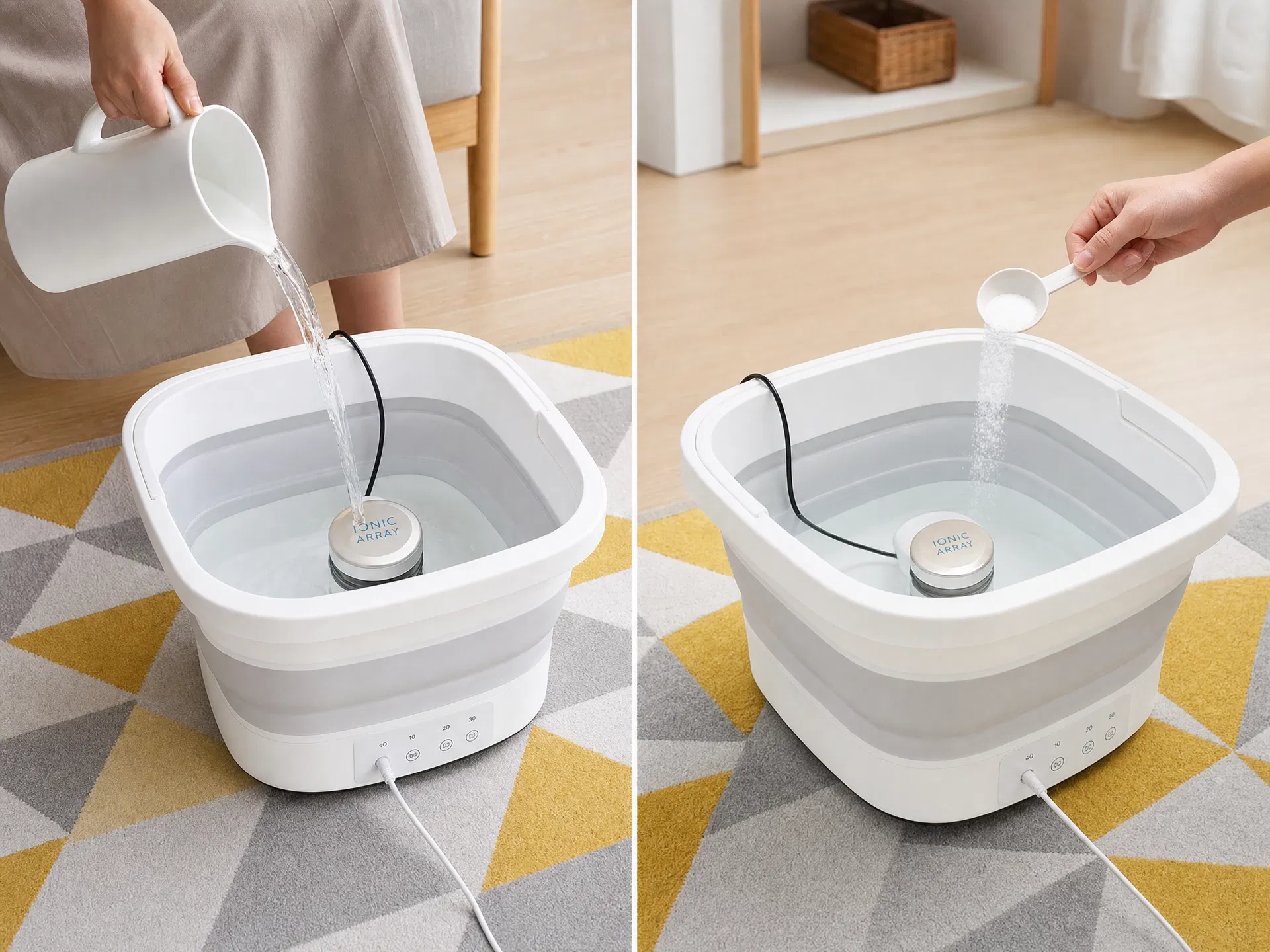 Schritt 1 – Becken befüllen und Füsse einlegen