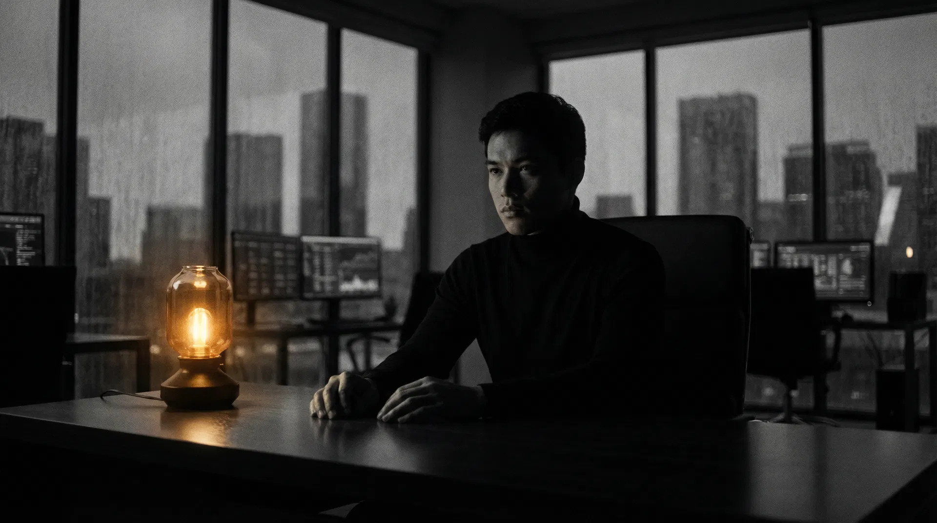 Estrategista digital em escritório moderno analisando dados de negócios