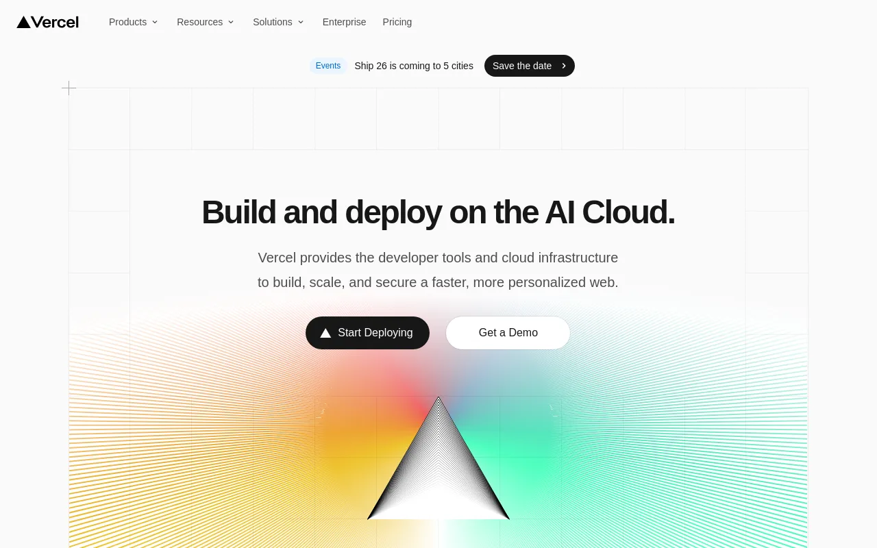 Screenshot of vercel.com homepage