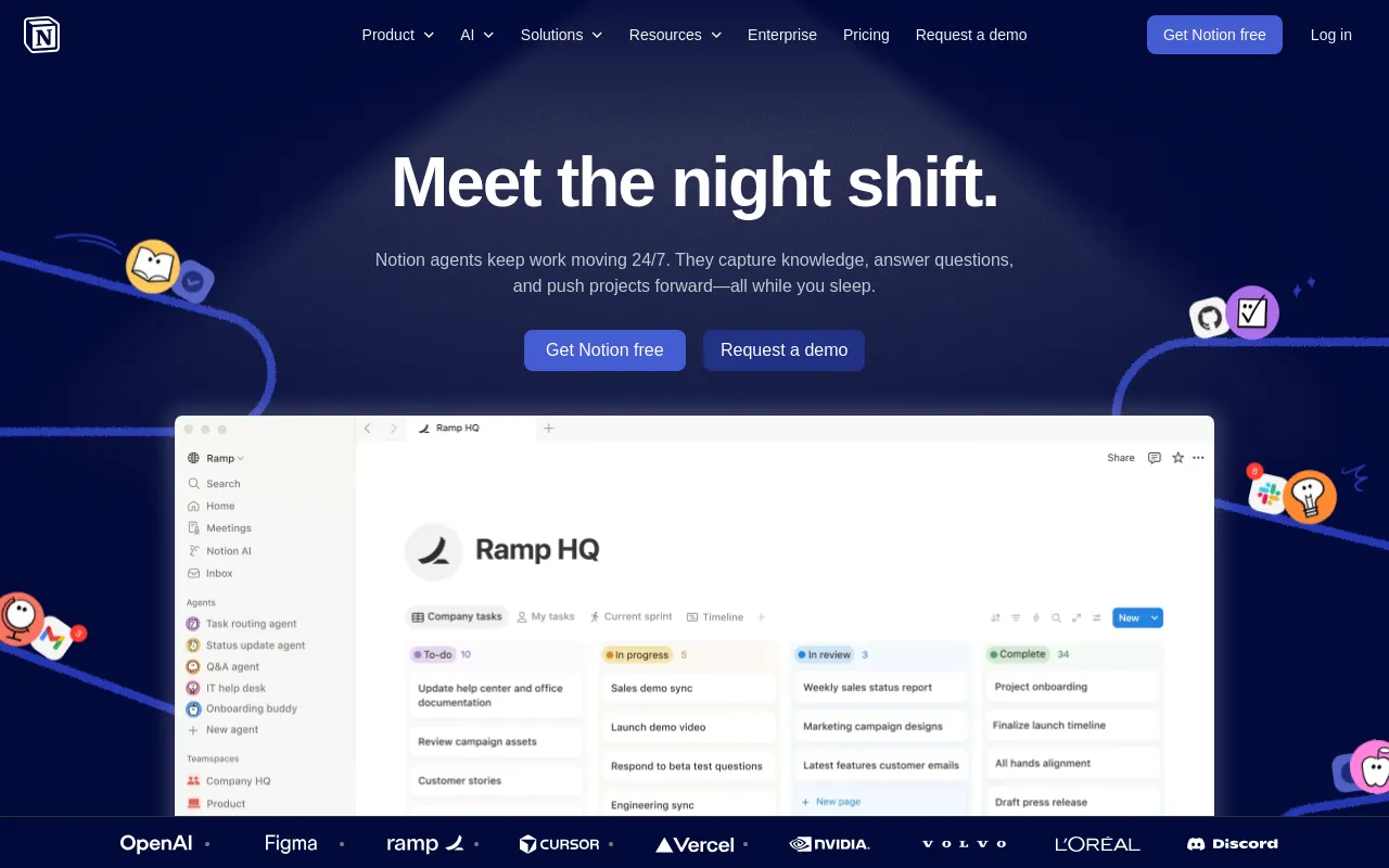 Screenshot of notion.so homepage