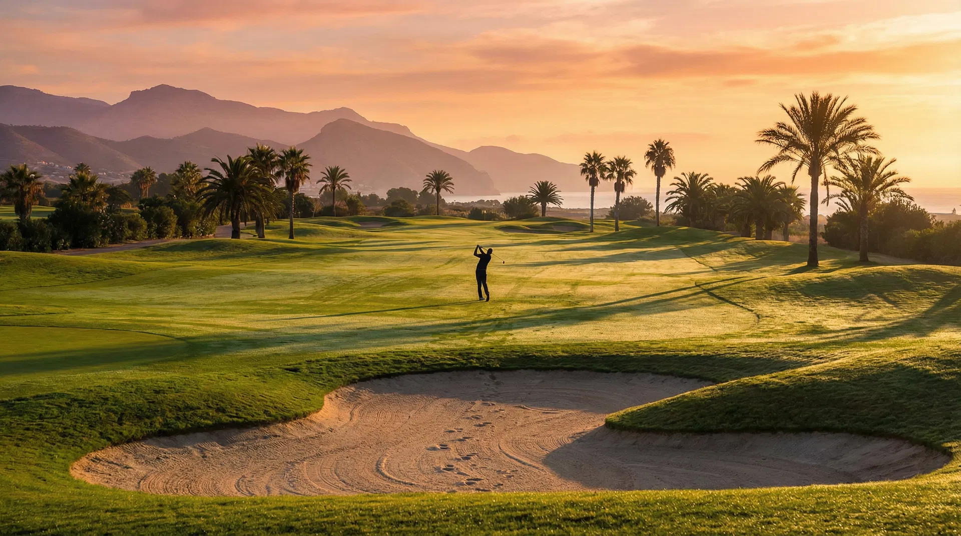 Golf course at sunrise in Costa Blanca