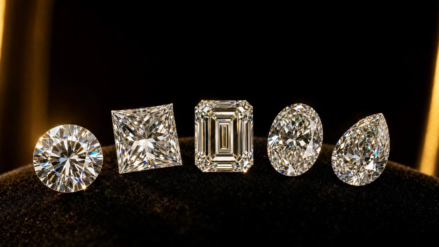 Diamond collection showcasing various cuts