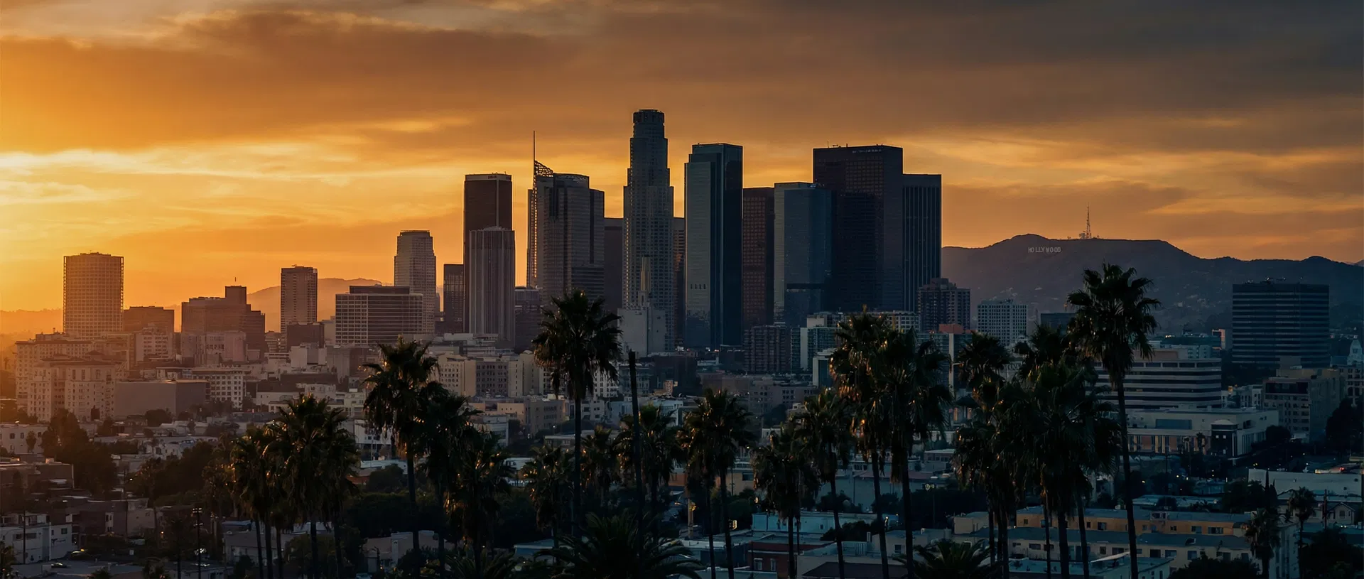 Pasadena City Hall and Colorado Boulevard with San Gabriel Mountains in the background