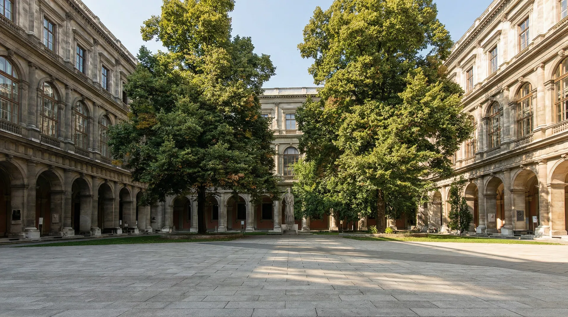 Historic European university courtyard