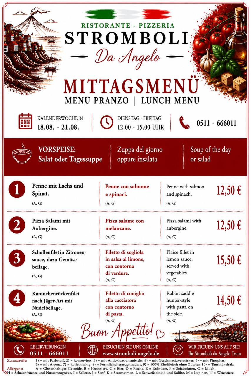 Komplette Mittagskarte