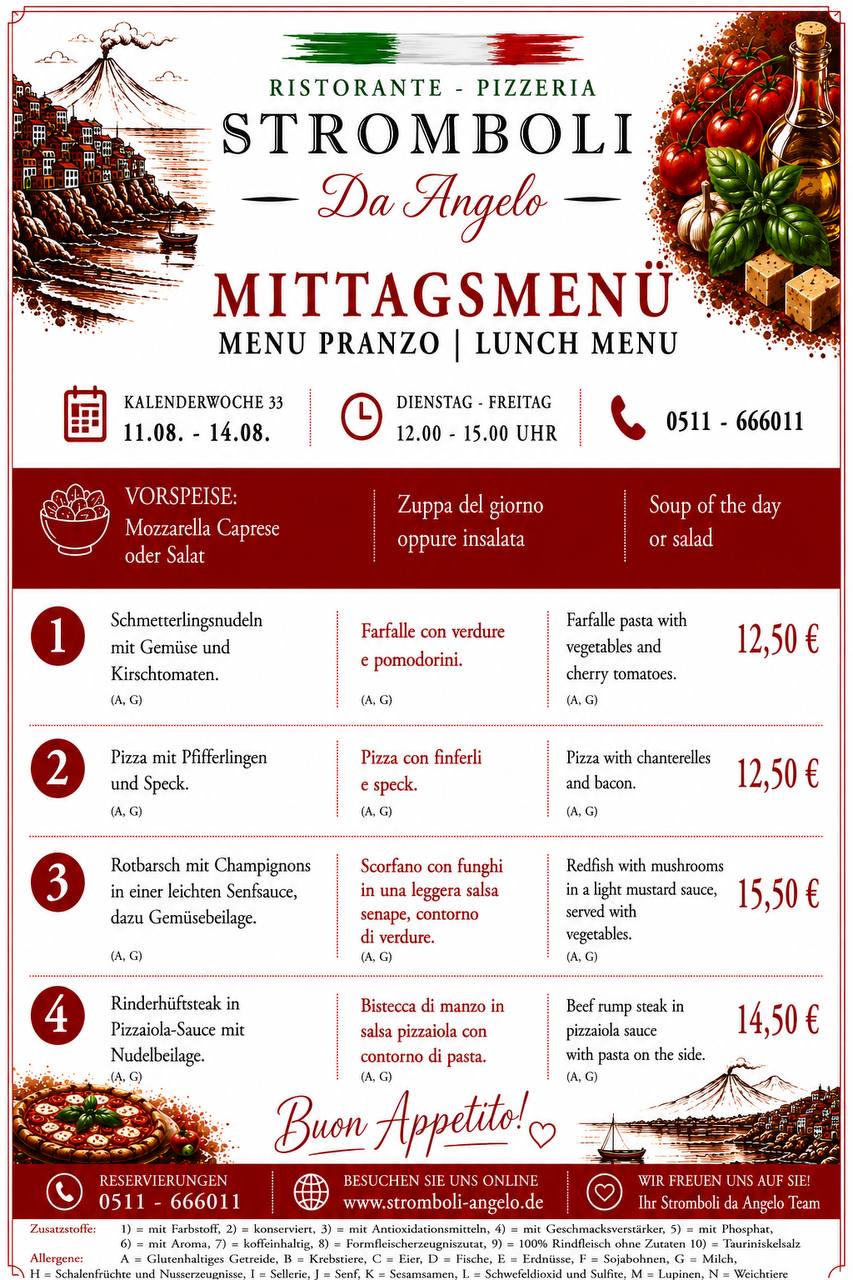 Komplette Mittagskarte
