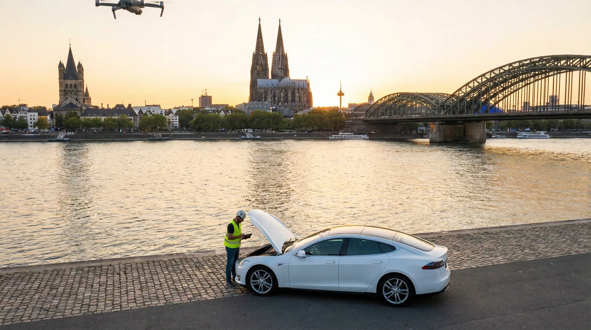 KFZ-Gutachter bei der Fahrzeuginspektion in Köln
