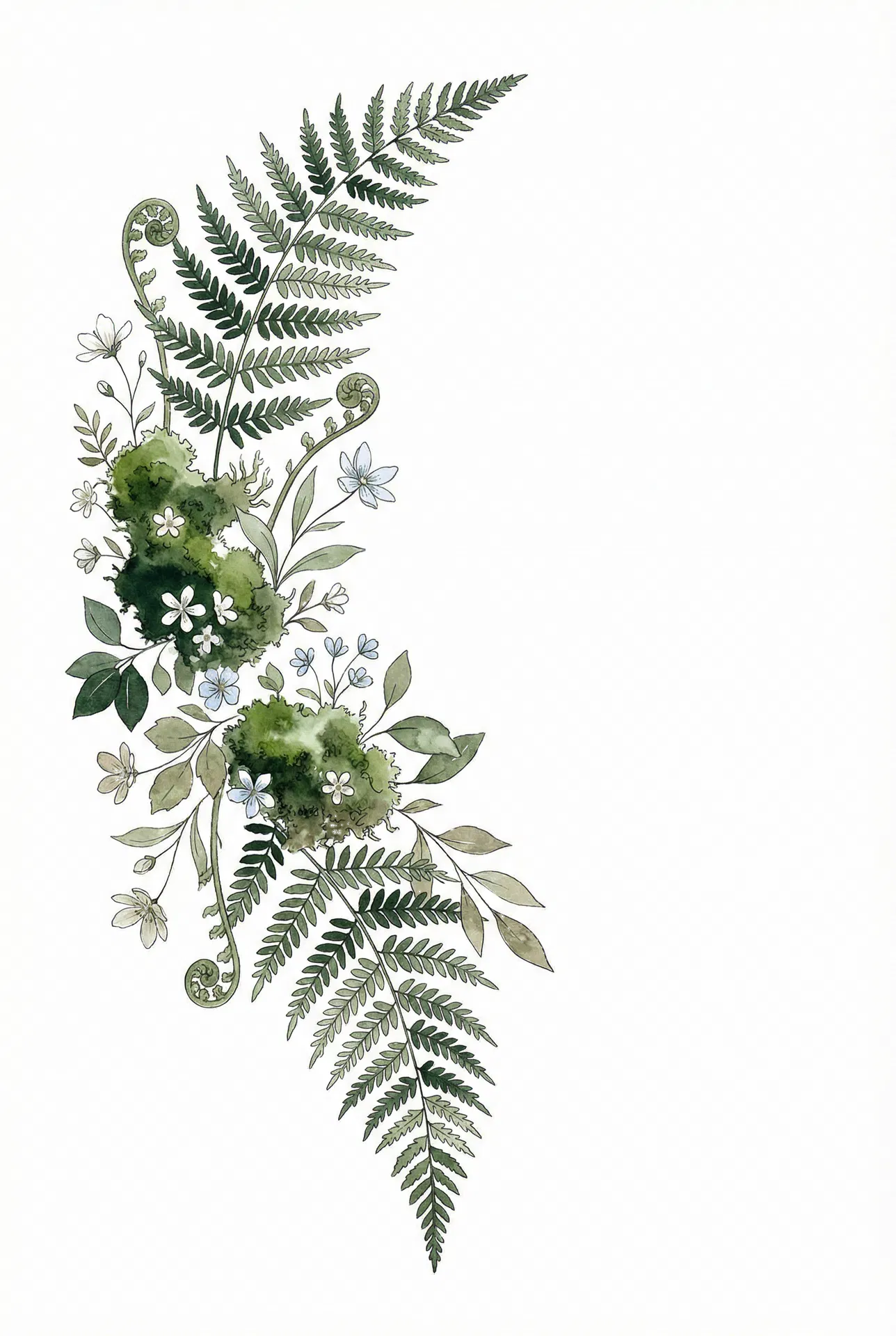 Watercolour botanical fern illustration, decorative