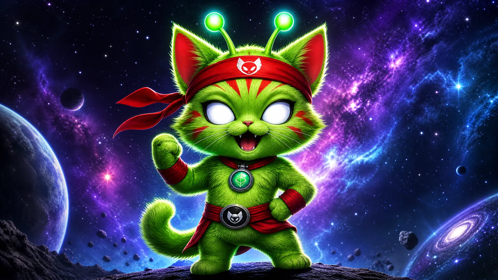 Alien Red Kitten Crew Mascot