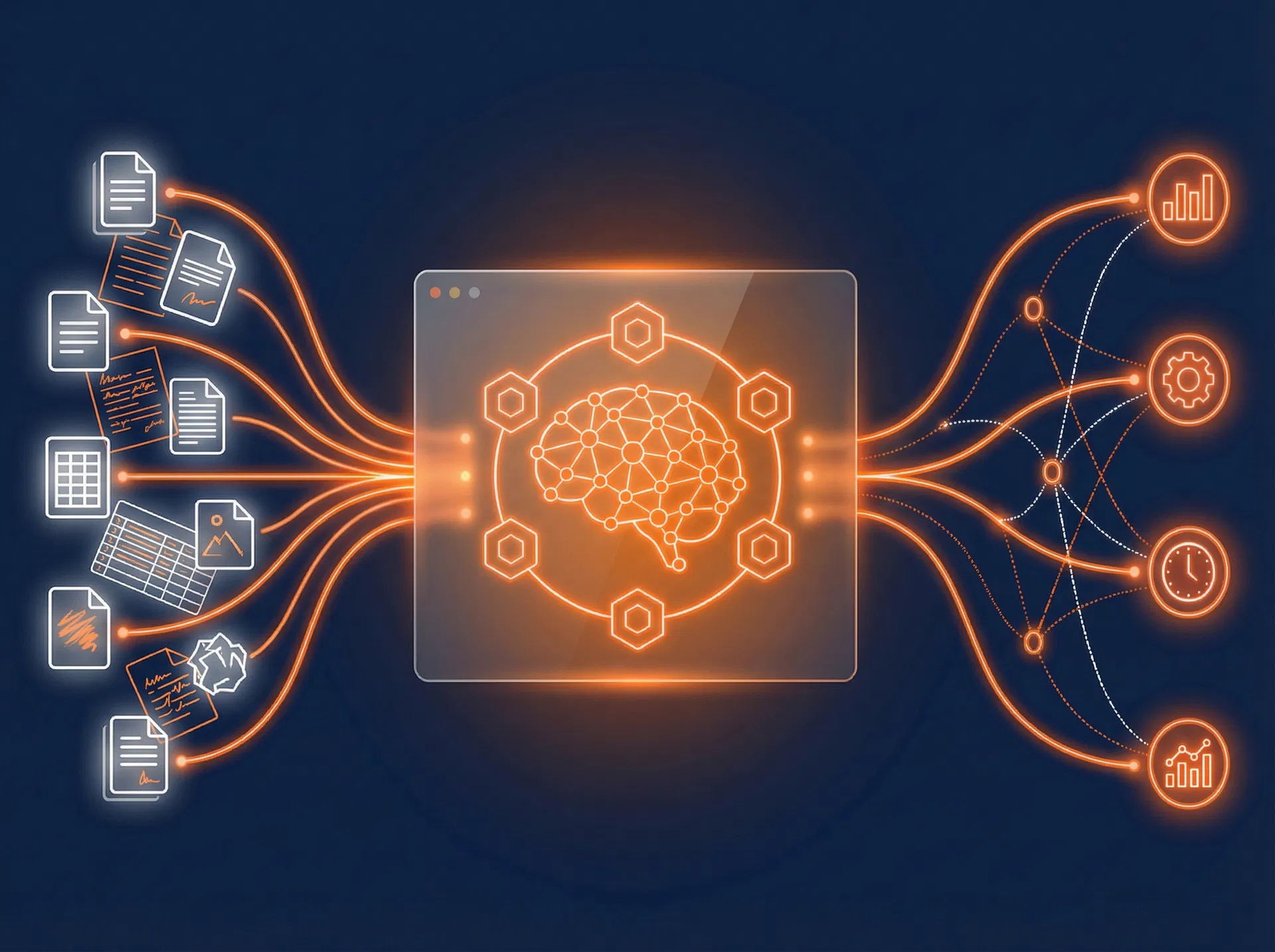 AI Automatisering - Ongestructureerde data wordt verwerkt door AI naar gestructureerde output