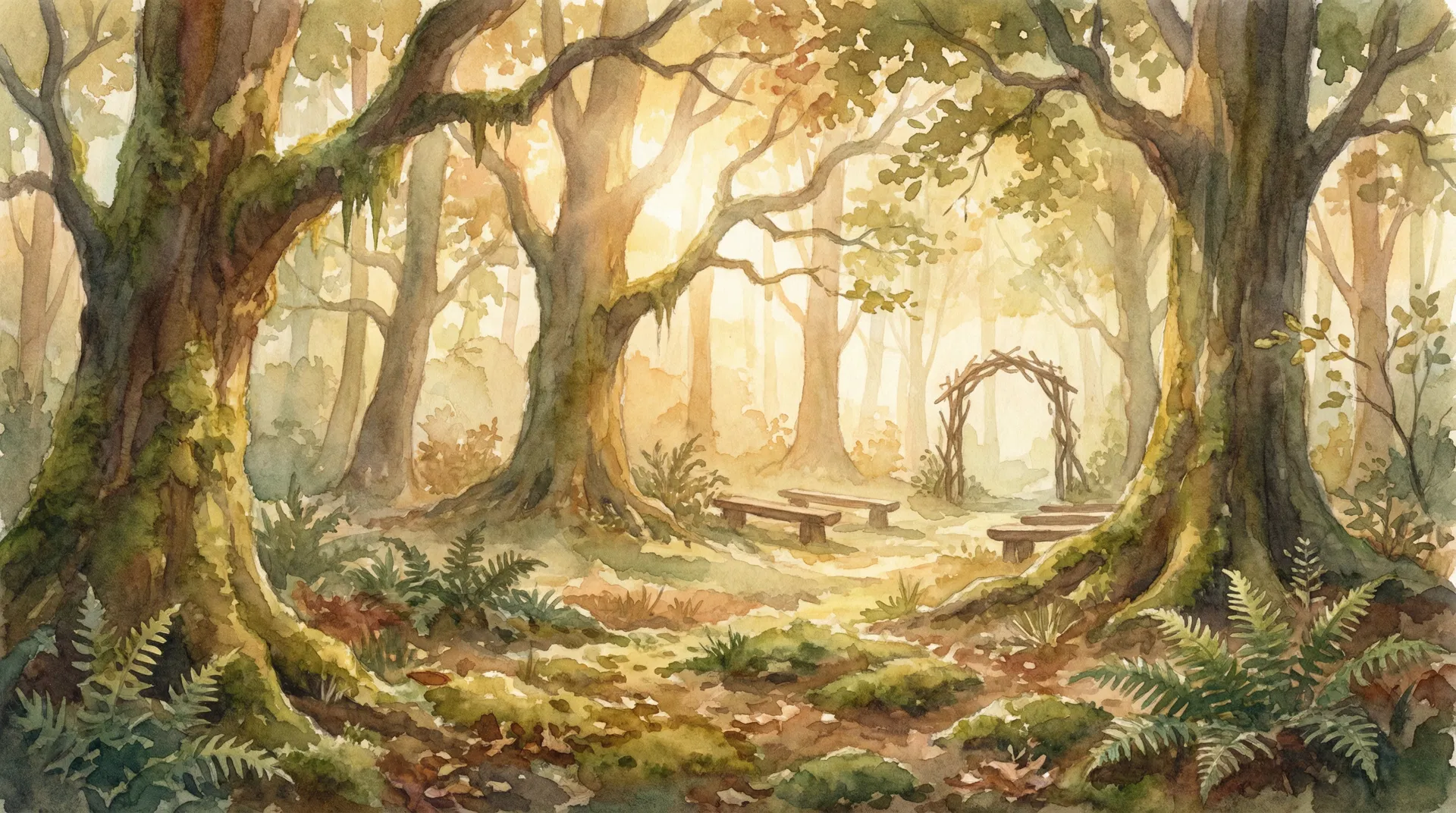 Forest clearing with sunlight