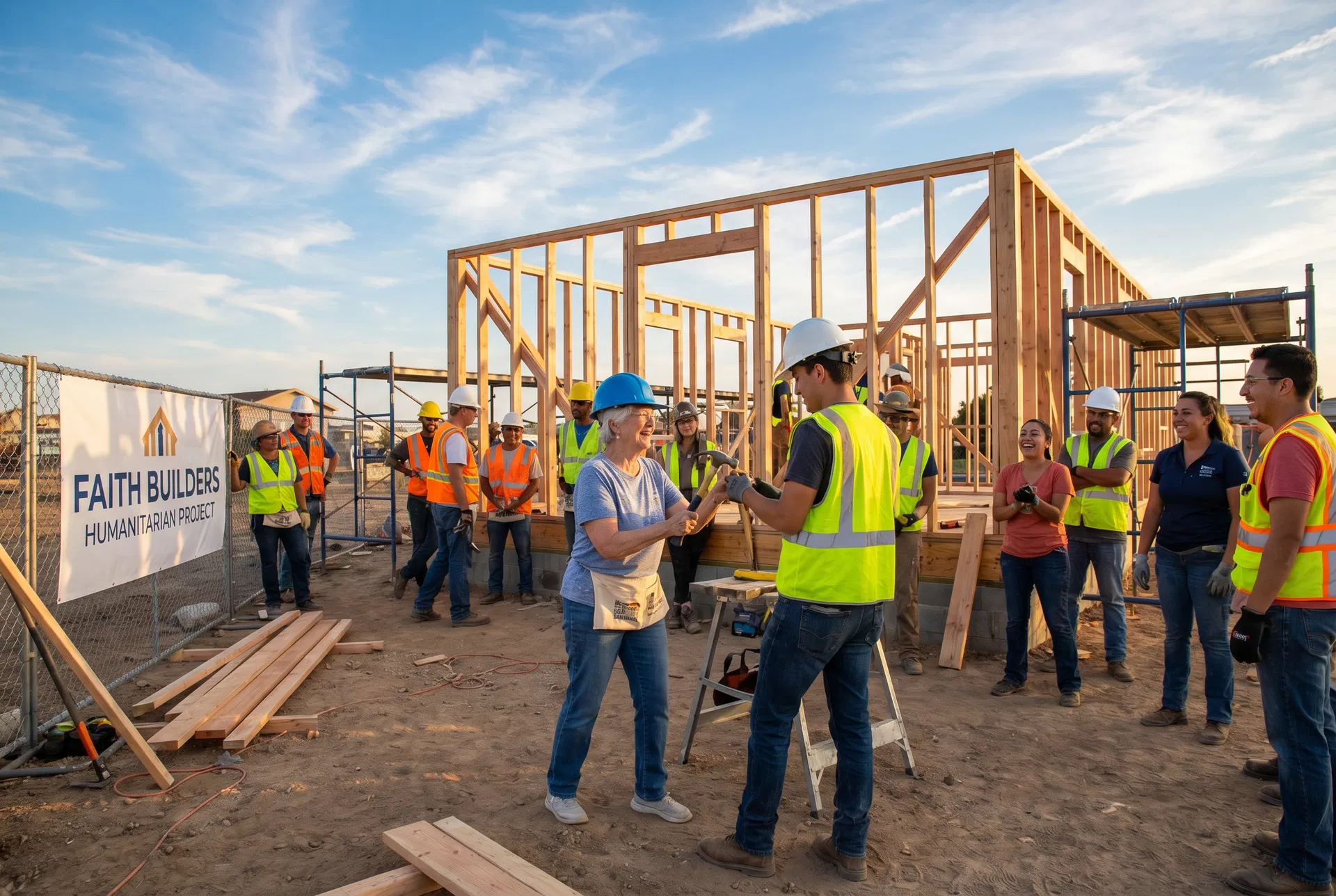 CASA volunteers building together