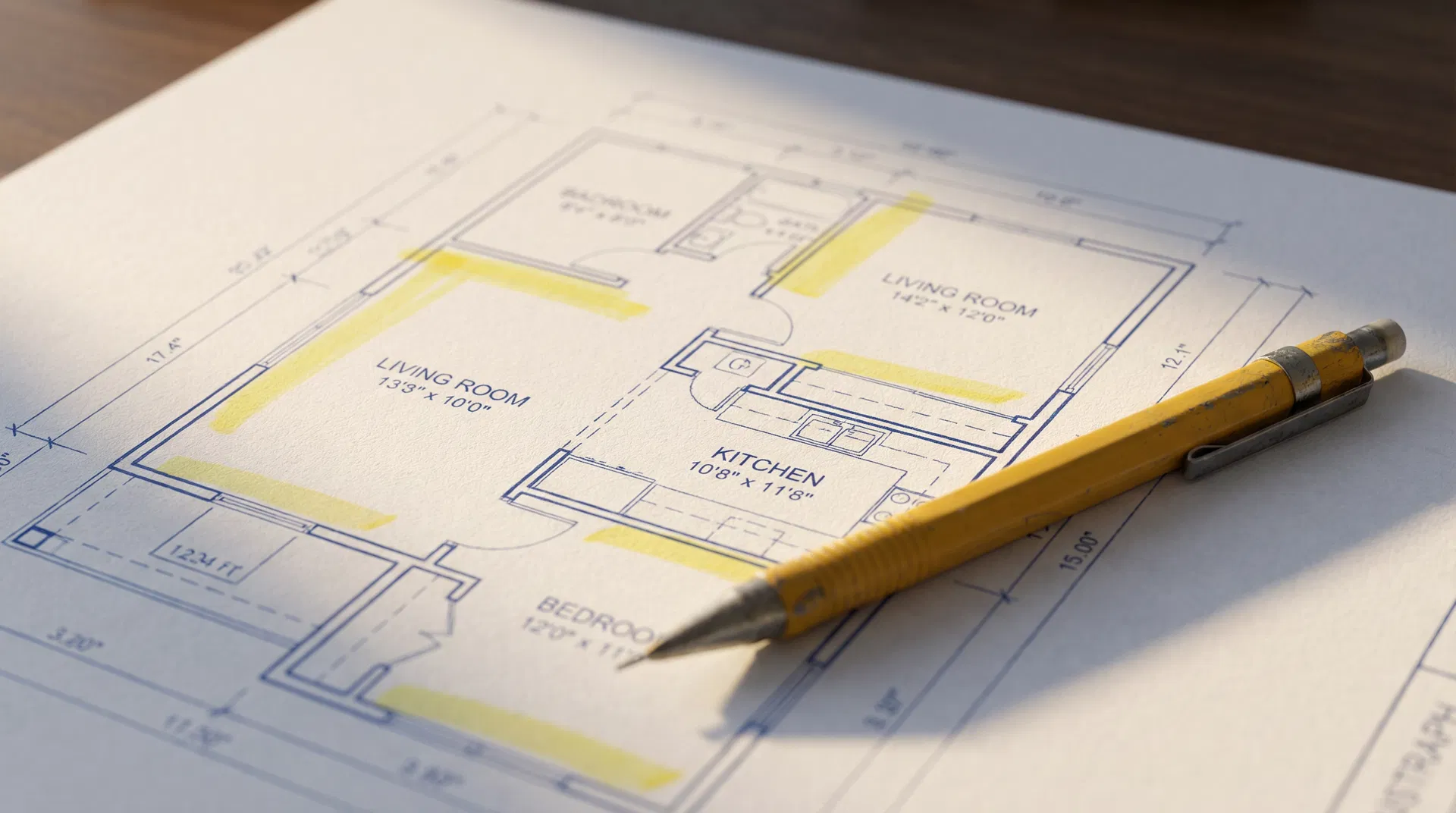 Planimetria con matita gialla