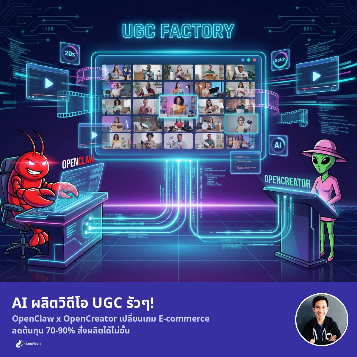 UGC Factory: สั่ง AI Agent ให้ผลิตวิดีโอโฆษณาแบบรัวๆ — OpenClaw + OpenCreator